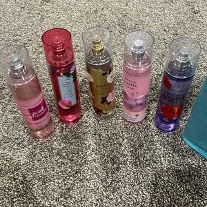 Five bath and body work sprays